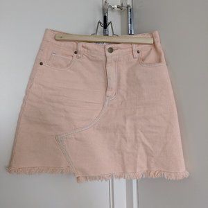 MPD Pale Pink Denim Skirt Raw Hem S